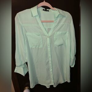 Mint green button down